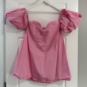 Elegant Pink Puff Sleeve Dress